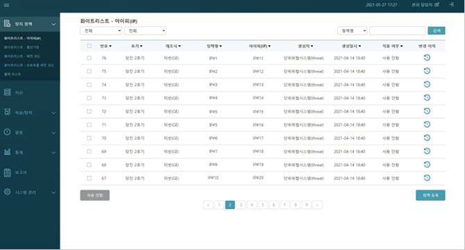 ONSecuNet KP for ICS 자산 목록 이미지